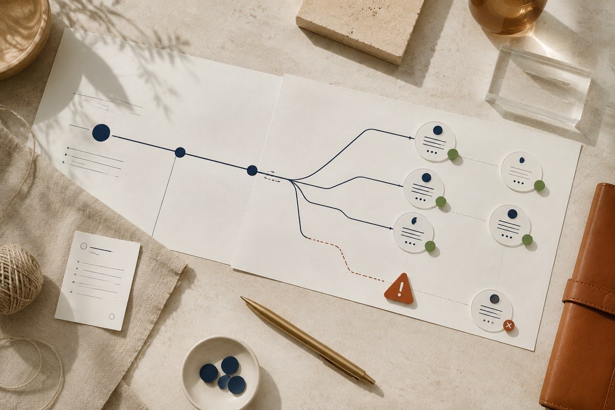 Panel visual para revisar rutas y estados de enlaces